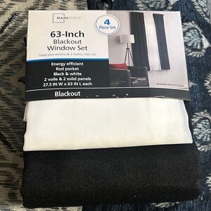 Mainstays Black and White 4-Piece Blackout Window Set